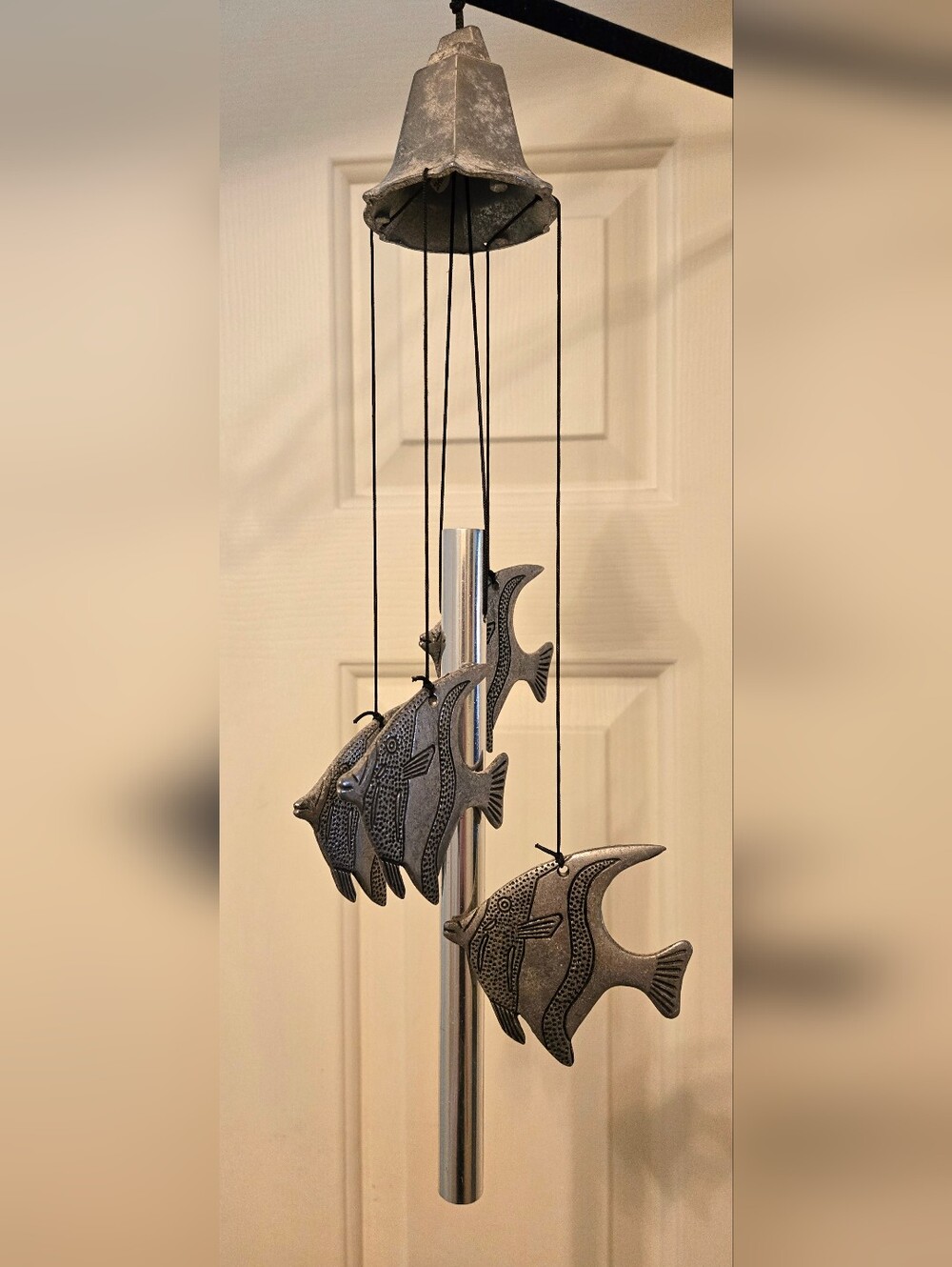 Vintage Patinaed Angel Fish Stainless Steel Wind Chime